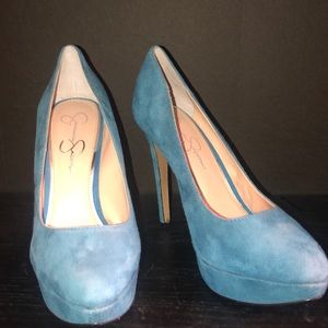 Baby Blue Suede like heels (Platform)